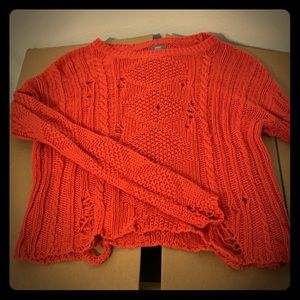 Aerie cropped distressed sweater